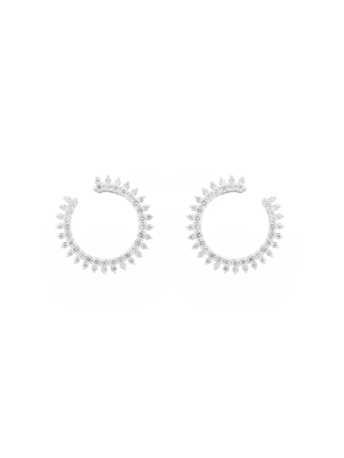 1.30ct Diamond 18K Gold Sunburst Circle Earrings sold by Wish Fine Jewelry