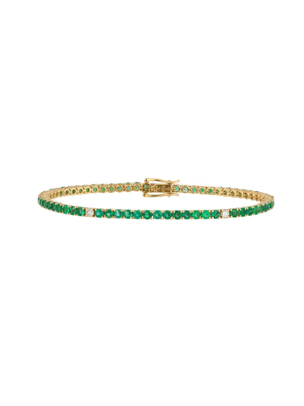 4.46ct Emerald Diamond 18K Gold Tennis Bracelet made by Wish Fine Jewelry