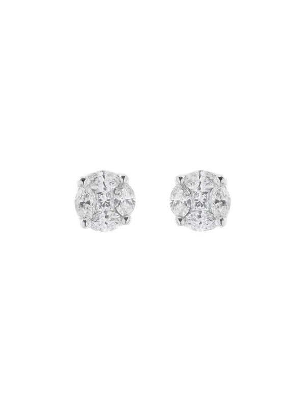 1.64ct Diamond 18K Gold Illusion Stud Earrings made by Wish Fine Jewelry