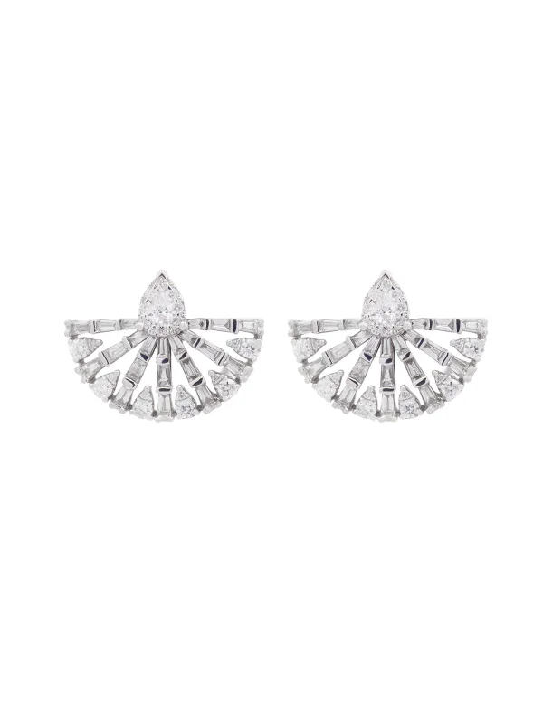 1.56ct Diamond 18K Gold Fanned Earrings made by Wish Fine Jewelry