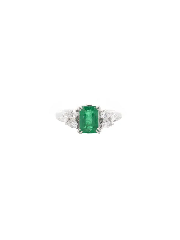 2.23ct Diamond Emerald Platinum Ring made by Wish Fine Jewelry