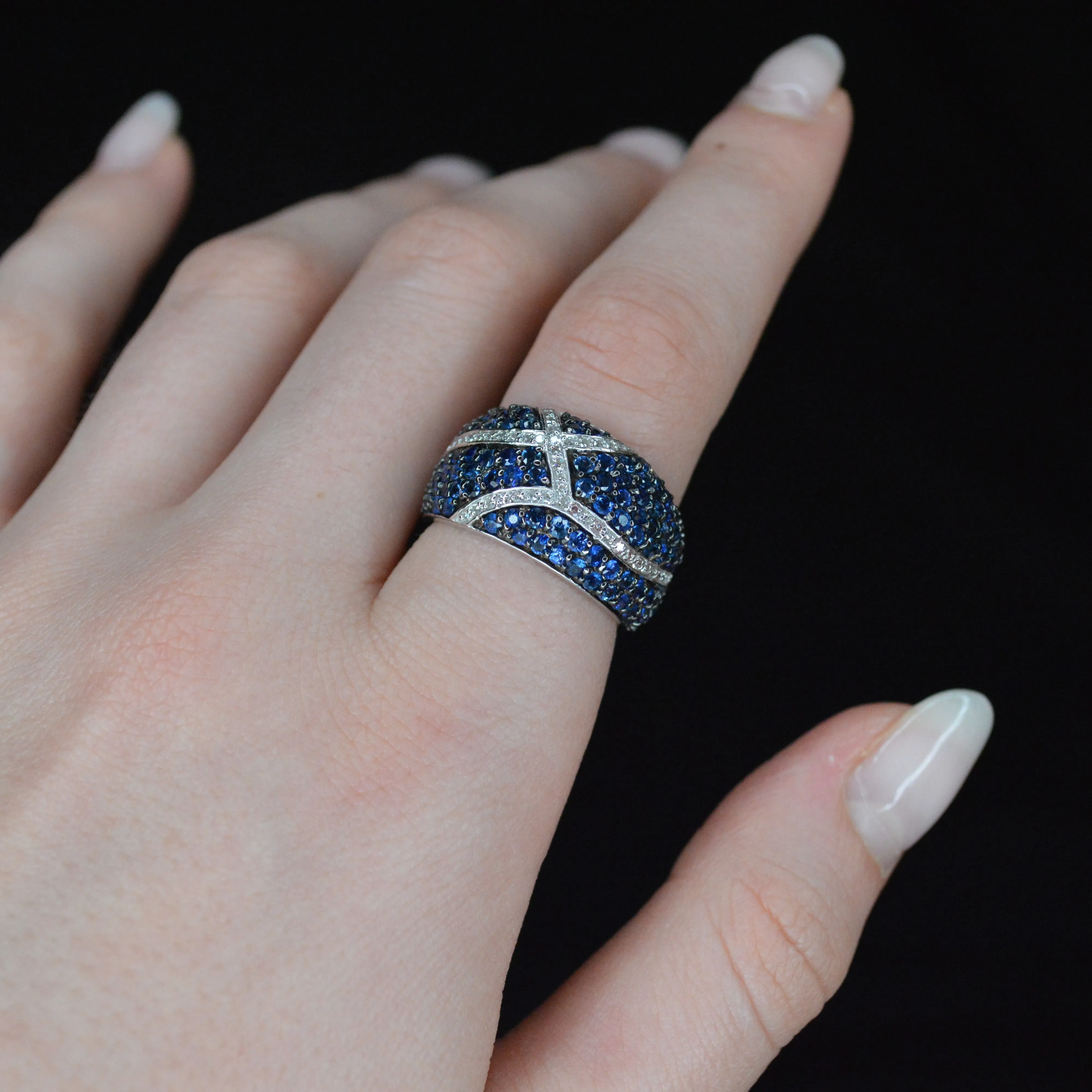 3.03ct Diamond Sapphire 14kK Gold Cluster Pave Ring sold by Wish Fine Jewelry product image thumbnail 2
