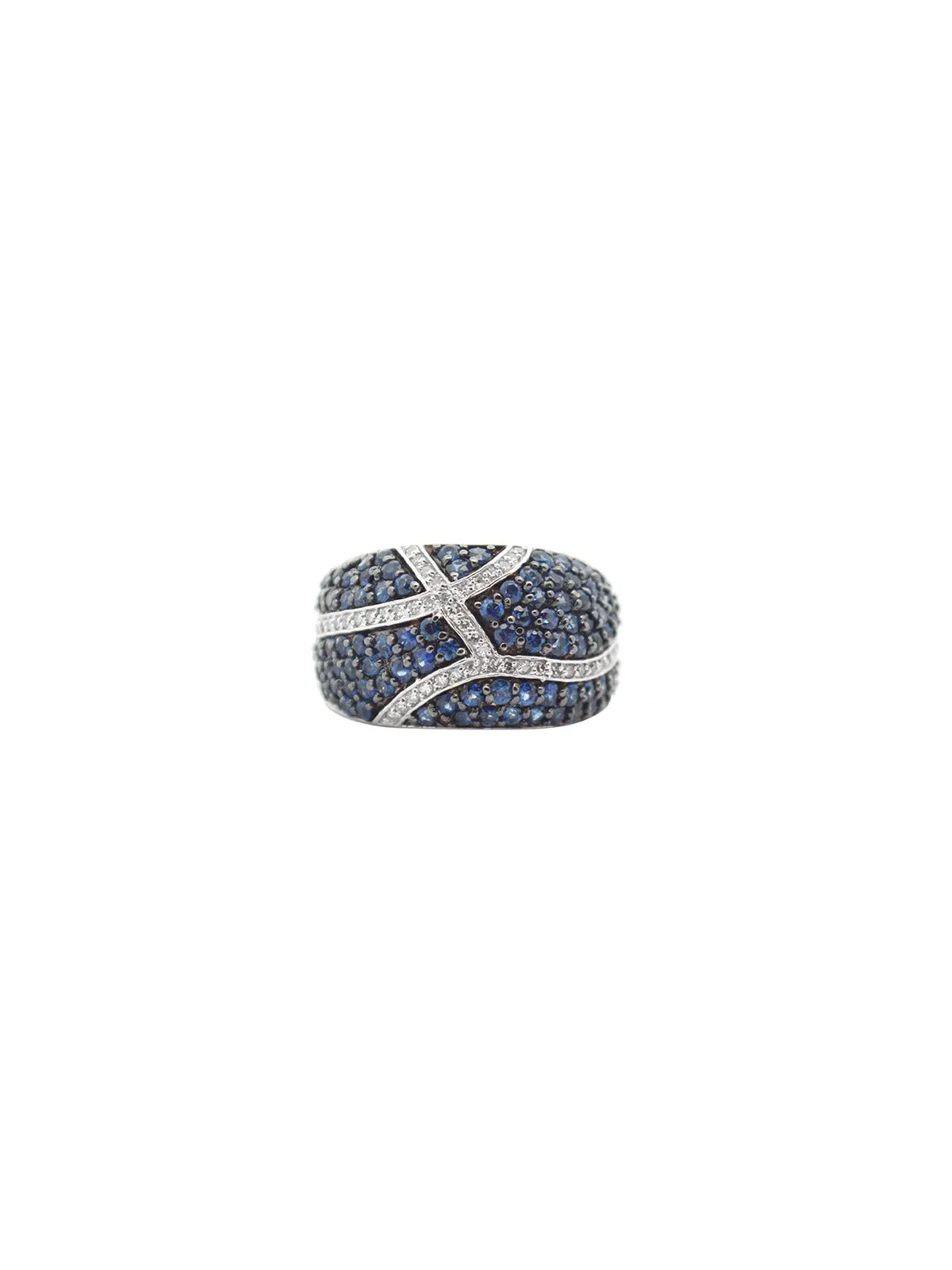 3.03ct Diamond Sapphire 14kK Gold Cluster Pave Ring sold by Wish Fine Jewelry