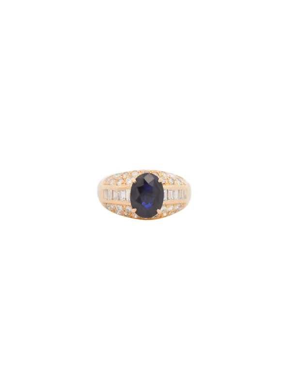 3.53ct Diamond Royal Blue Sapphire 18K Gold Cluster Ring made by Wish Fine Jewelry