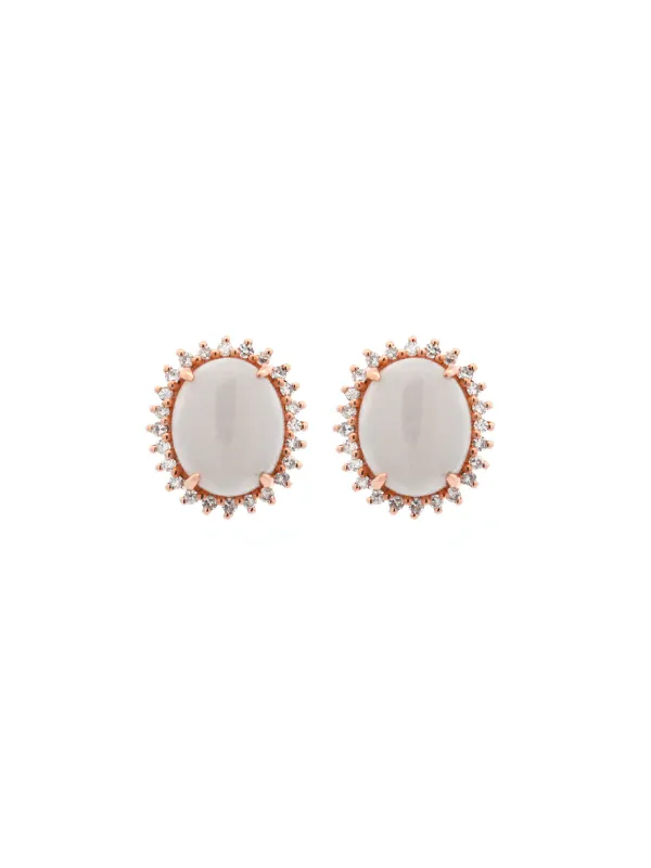 2.60ct Diamond Opal 14K Gold Halo Stud Earrings made by Wish Fine Jewelry