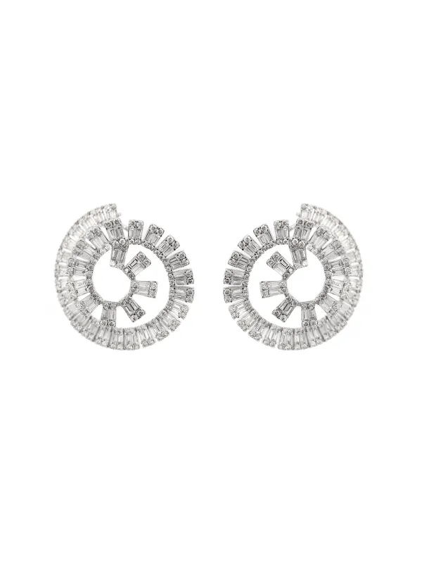 3.96ct Diamond 14K Gold Spiral Statement Earrings made by Wish Fine Jewelry