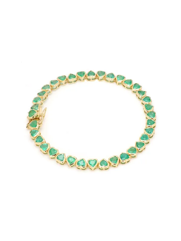 7.6ct Emerald 14K Gold Heart Cut Bracelet made by Wish Fine Jewelry