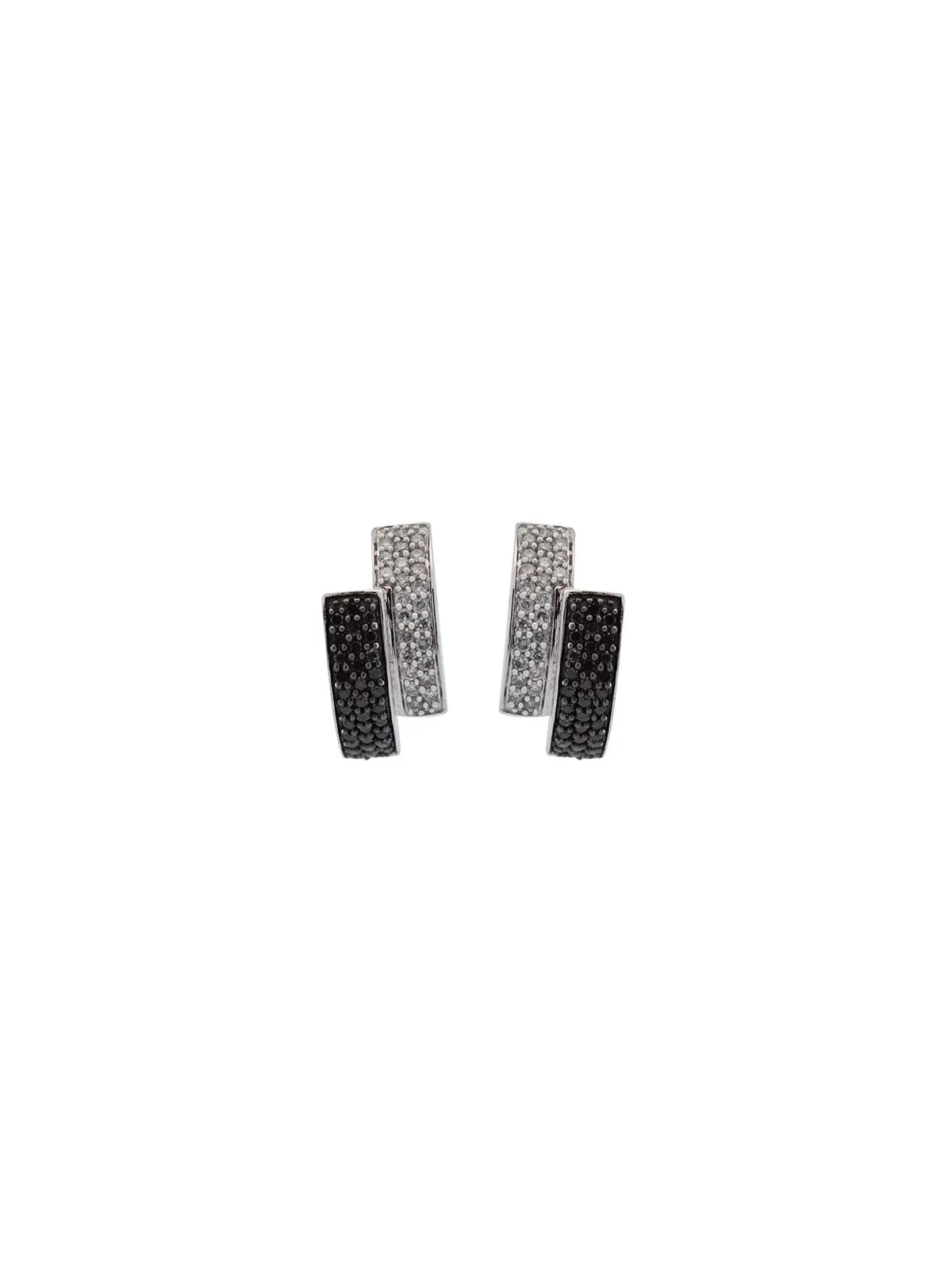 1.00ct Black & White Diamond 14K Gold Curved Earrings sold by Wish Fine Jewelry product image thumbnail 2