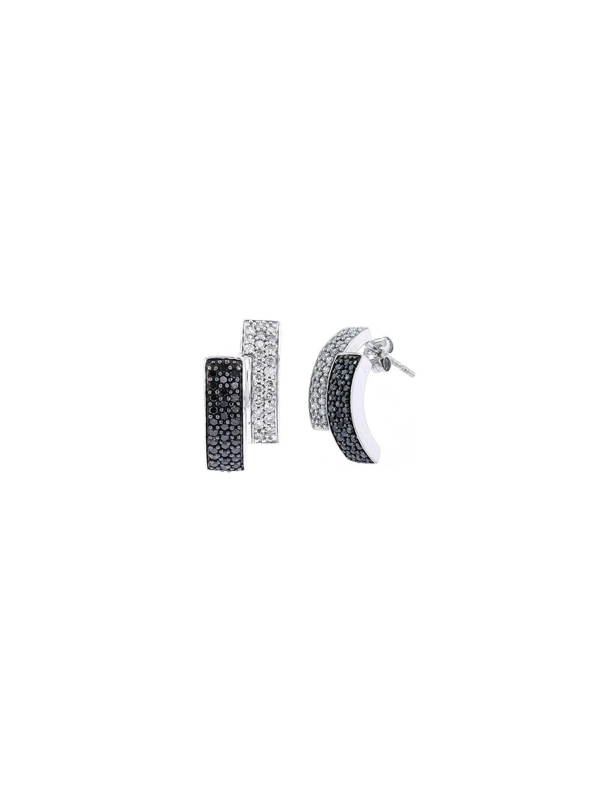 1.00ct Black & White Diamond 14K Gold Curved Earrings sold by Wish Fine Jewelry