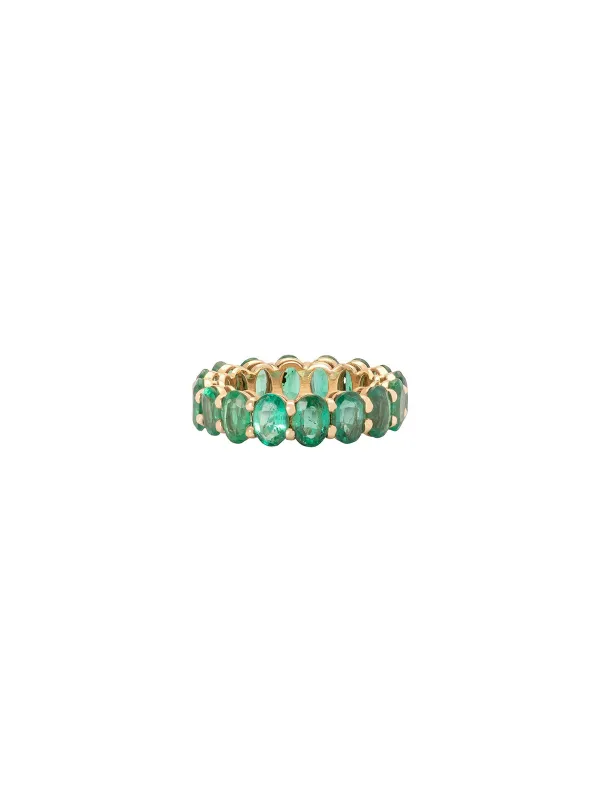 4.50ct Emerald 18K Gold Oval Eternity Ring made by Wish Fine Jewelry