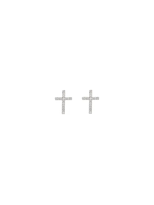 0.35ct Diamond 18K Gold Pave Cross Stud Earrings made by Wish Fine Jewelry