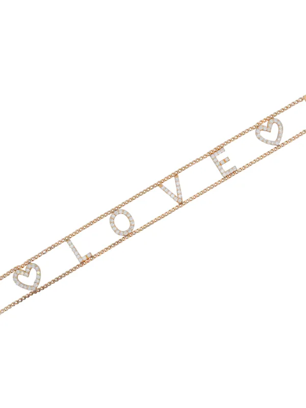1.40ct Diamond 18K Gold Love Chain Bracelet made by Wish Fine Jewelry