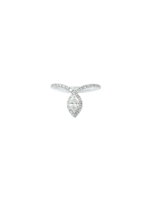 0.68ct Diamond 18K Gold Chevron Marquise Ring made by Wish Fine Jewelry