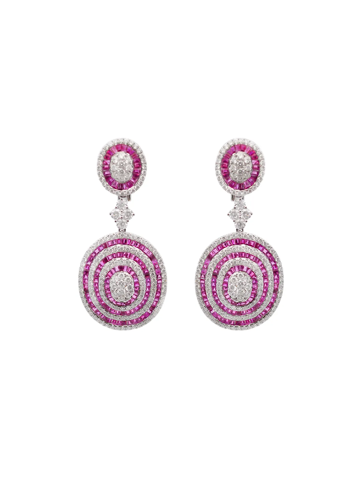 15.54ct Diamond Ruby 18K Gold Dangle Drop Earrings sold by Wish Fine Jewelry