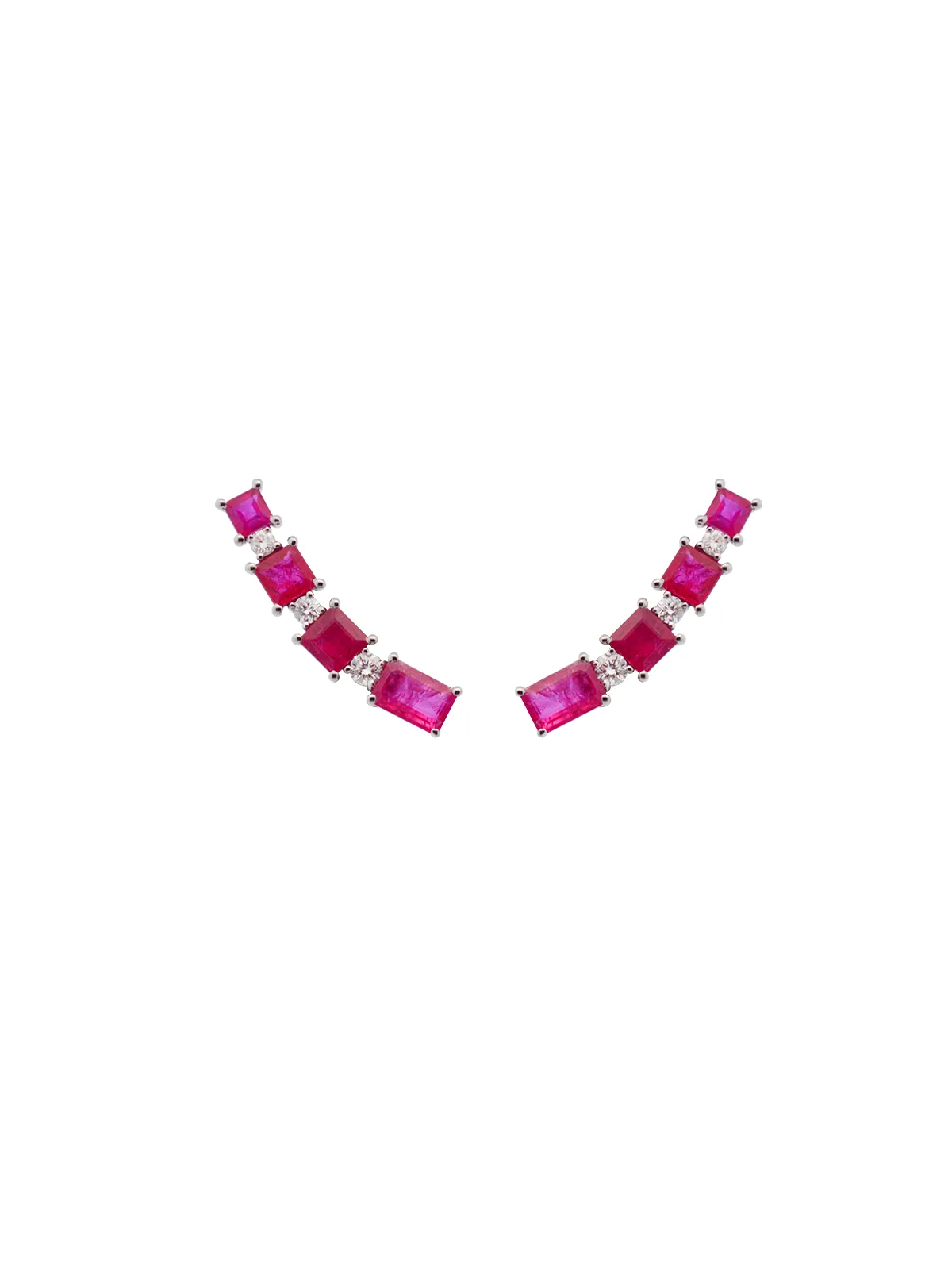 3.8ct Diamond Ruby 18K Gold Climber Earrings sold by Wish Fine Jewelry