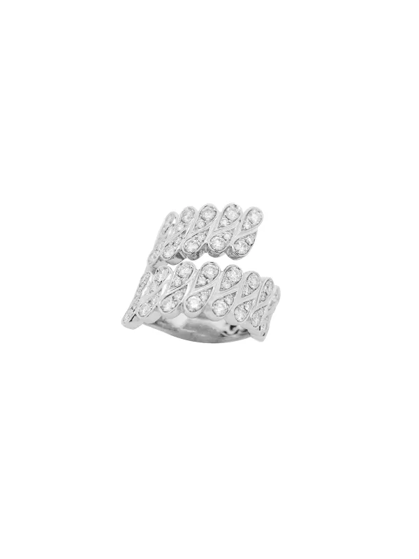 1.60ct Diamond 18K Gold Pave Bypass Ring made by Wish Fine Jewelry