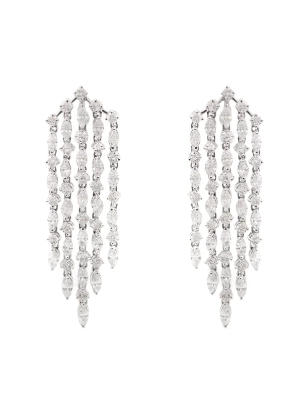 14.56ct Diamond 18K Gold Waterfall Dangle Drop Earrings made by Wish Fine Jewelry