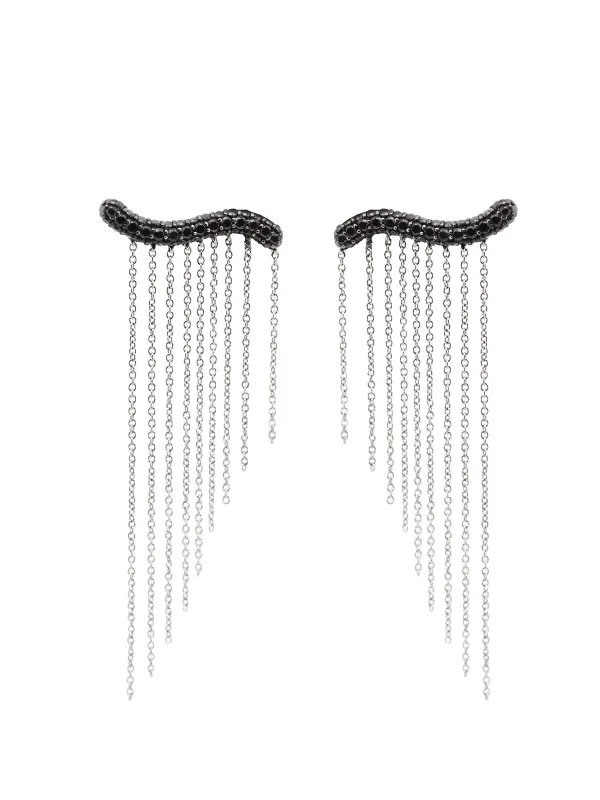 1.20ct Black Diamond 18K Gold Tassel Drop Earrings made by Wish Fine Jewelry