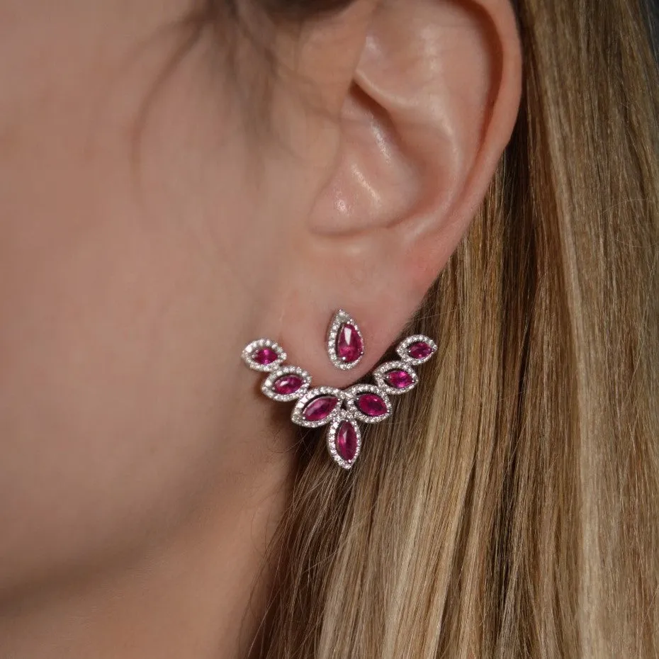 4.14ct Diamond Ruby 18K Gold Day & Night Earrings sold by Wish Fine Jewelry product image thumbnail 2