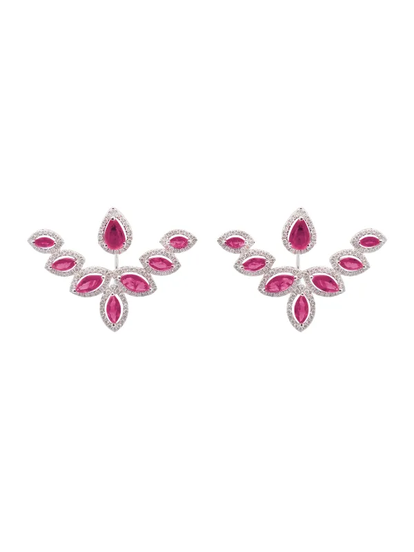 4.14ct Diamond Ruby 18K Gold Day & Night Earrings made by Wish Fine Jewelry