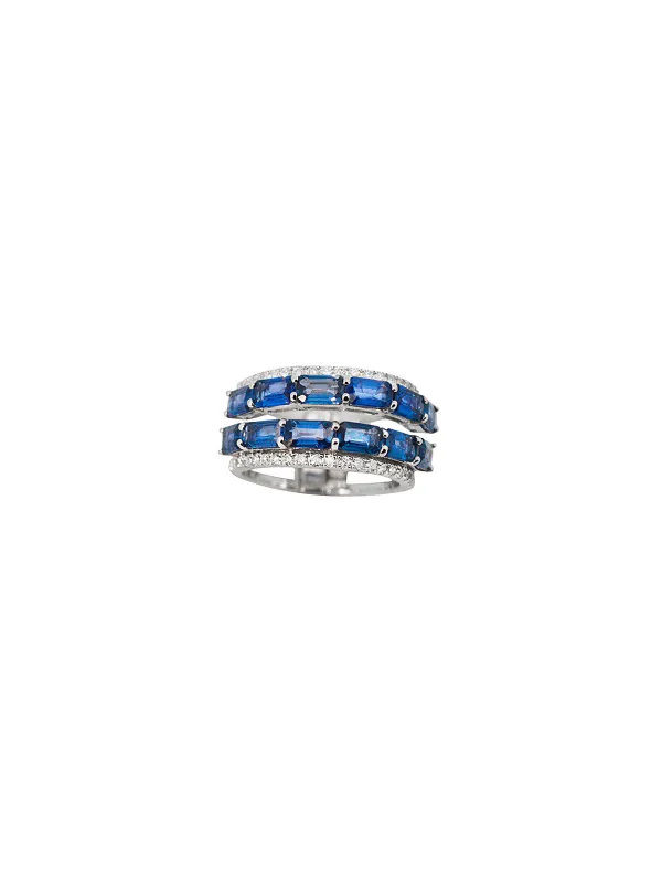 4.36ct Diamond Sapphire 18K Gold Two Ways Ring made by Wish Fine Jewelry