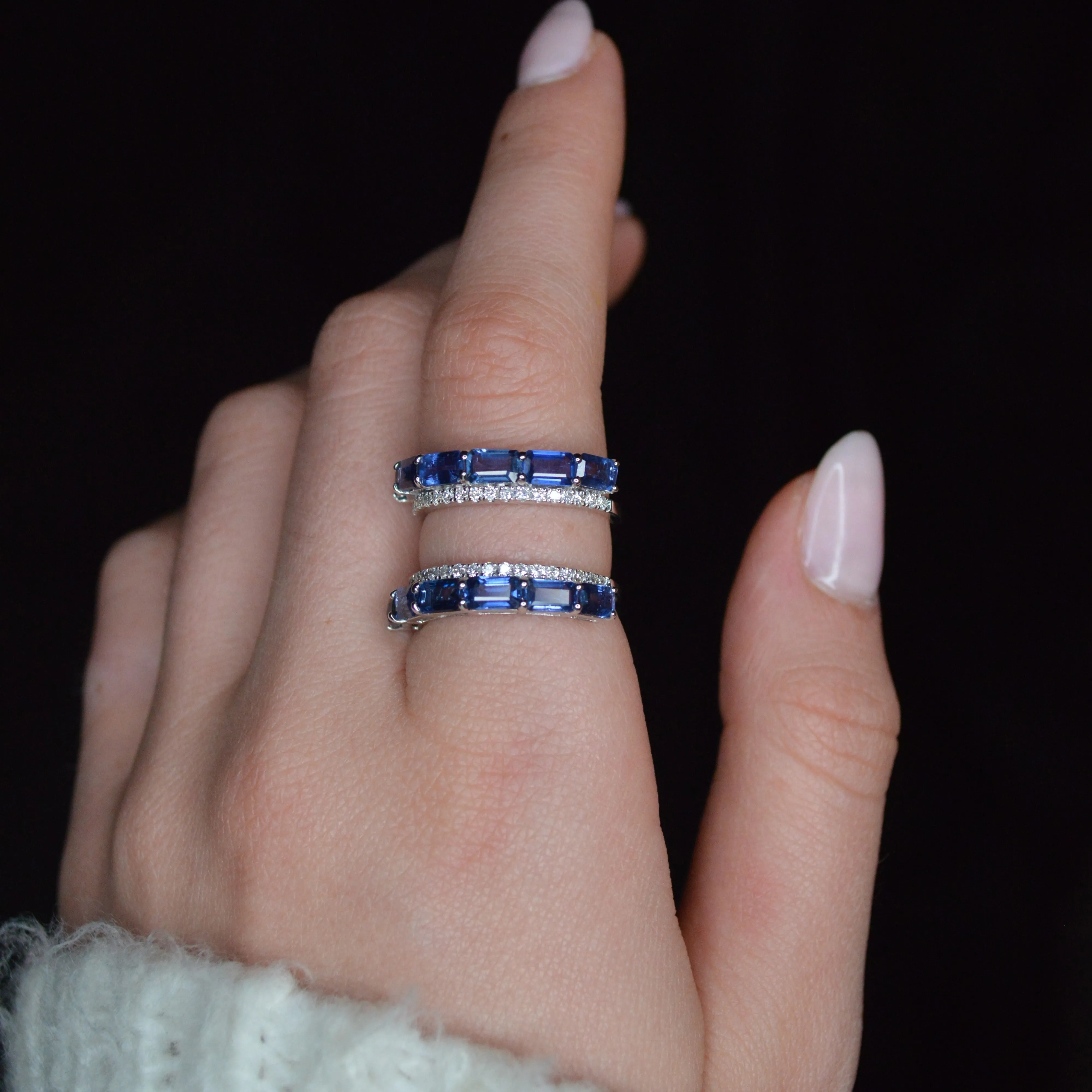 4.36ct Diamond Sapphire 18K Gold Two Ways Ring sold by Wish Fine Jewelry product image thumbnail 2