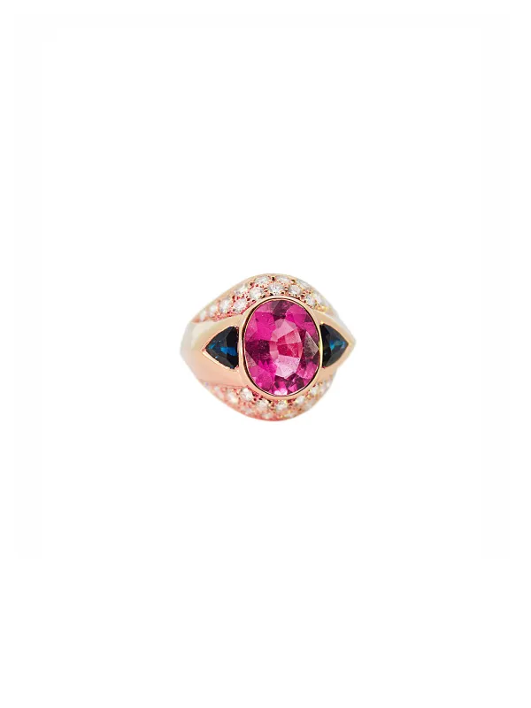 4.70ct Diamond Sapphire 18K Gold Signet Ring made by Wish Fine Jewelry