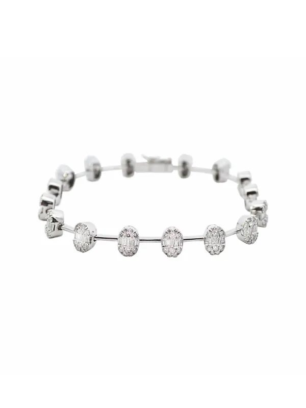 3.25ct Diamond 18K Gold Oval Link Tennis Bracelet made by Wish Fine Jewelry