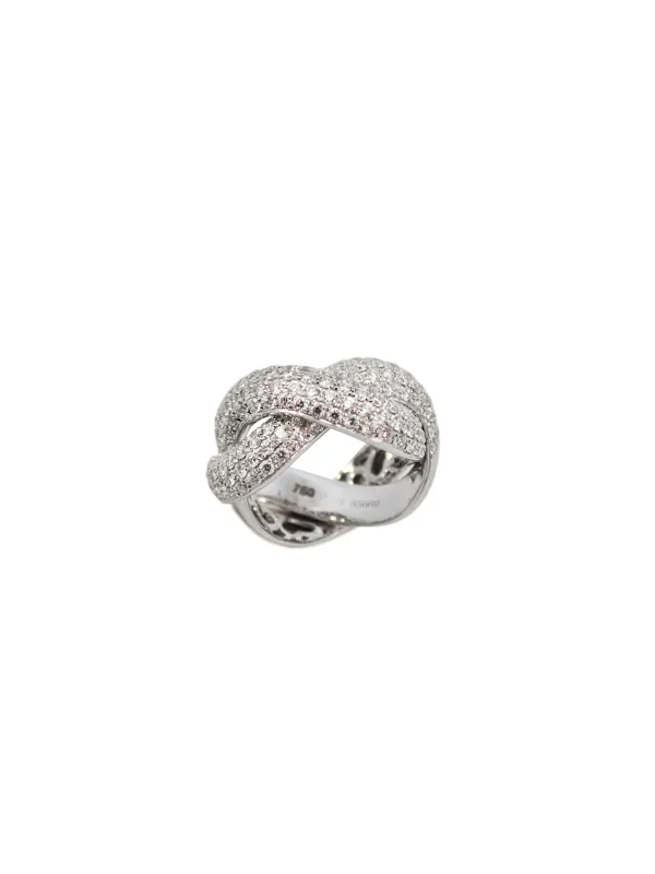 4.00ct Diamond 18K Gold Crossover Pave Cocktail Ring made by Wish Fine Jewelry