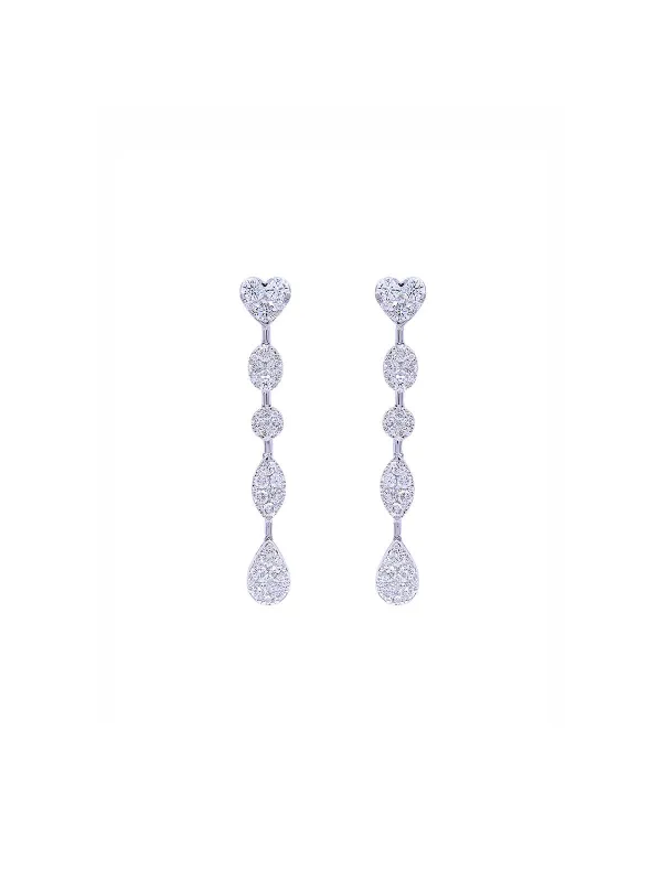 5.36ct Diamond 18K Gold Multi Shaped Dangle Drop Earrings made by Wish Fine Jewelry
