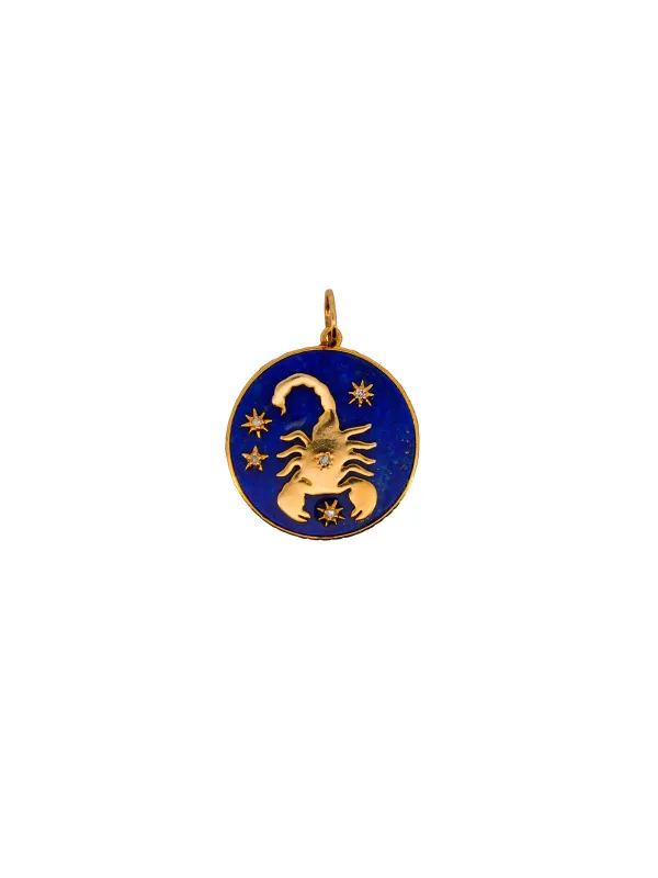 18.64ct Diamond Lapis Lazuli 18K Gold Scorpio Pendant made by Wish Fine Jewelry