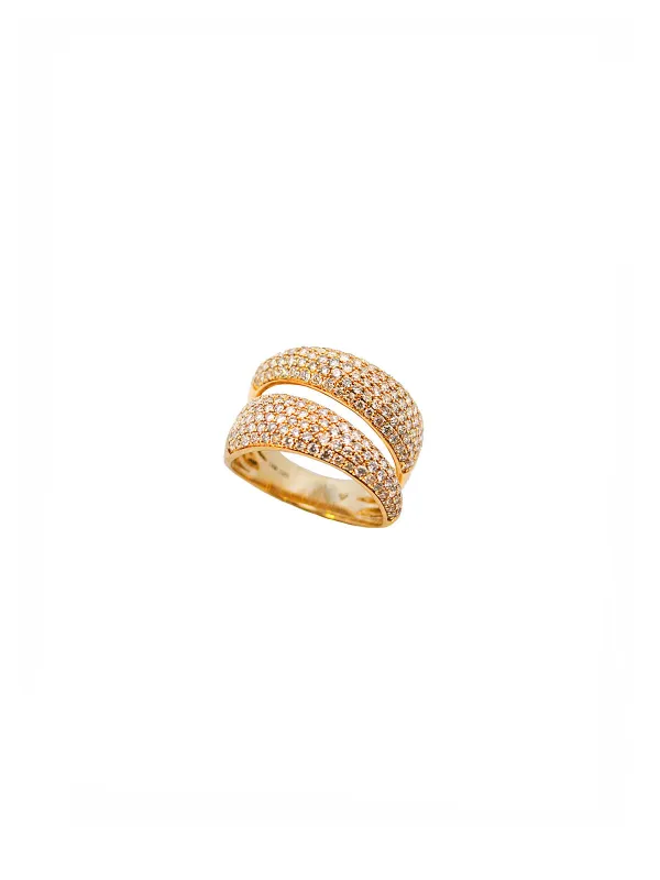 1.37ct Diamond 14K Gold Pave Double Row Ring made by Wish Fine Jewelry