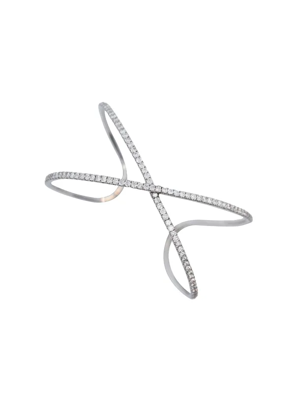 1.95ct Diamond 18K Gold X Cuff Bracelet made by Wish Fine Jewelry