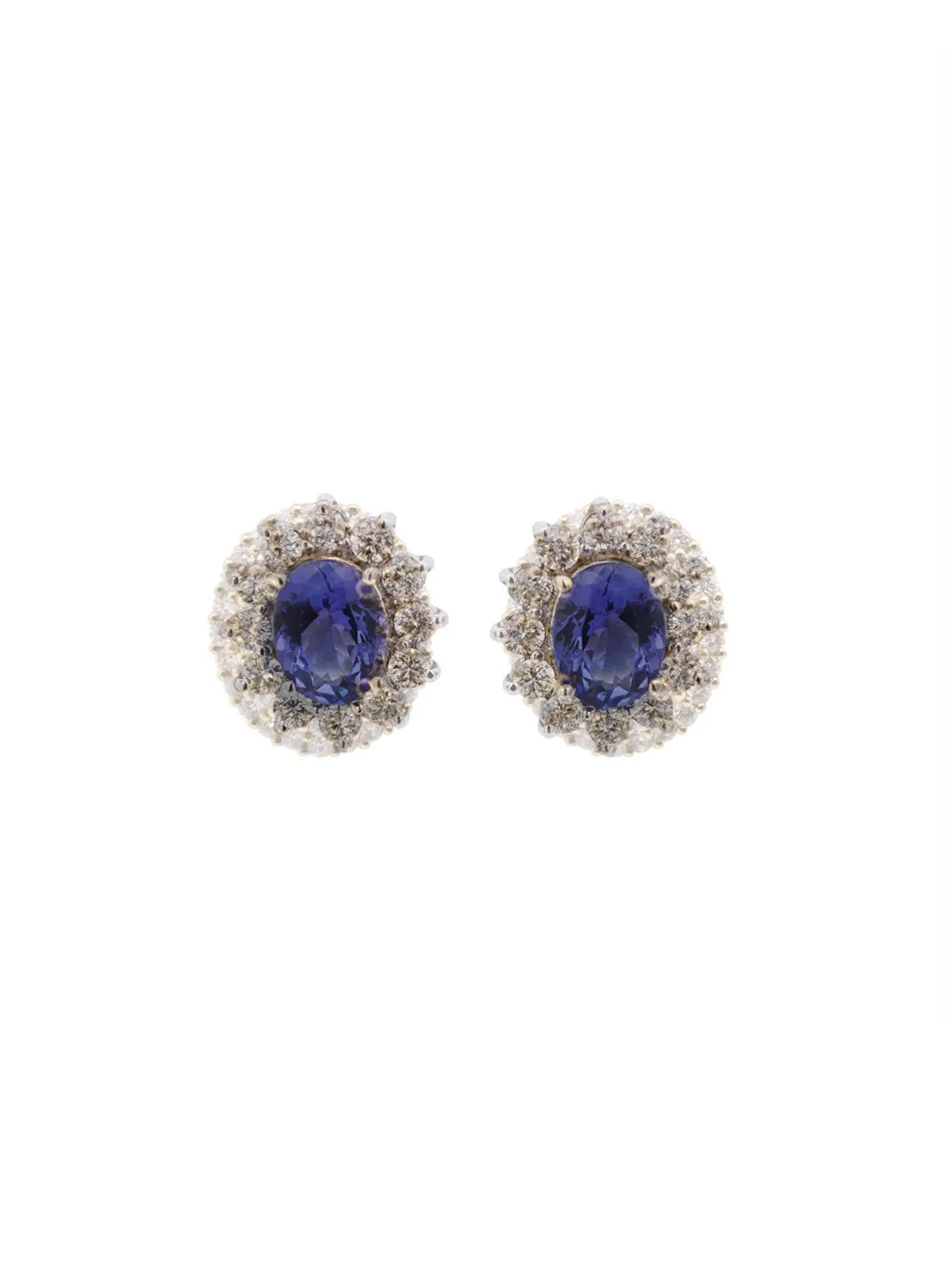 5.65ct Diamond Tanzanite 14K Gold Halo Stud Earrings sold by Wish Fine Jewelry