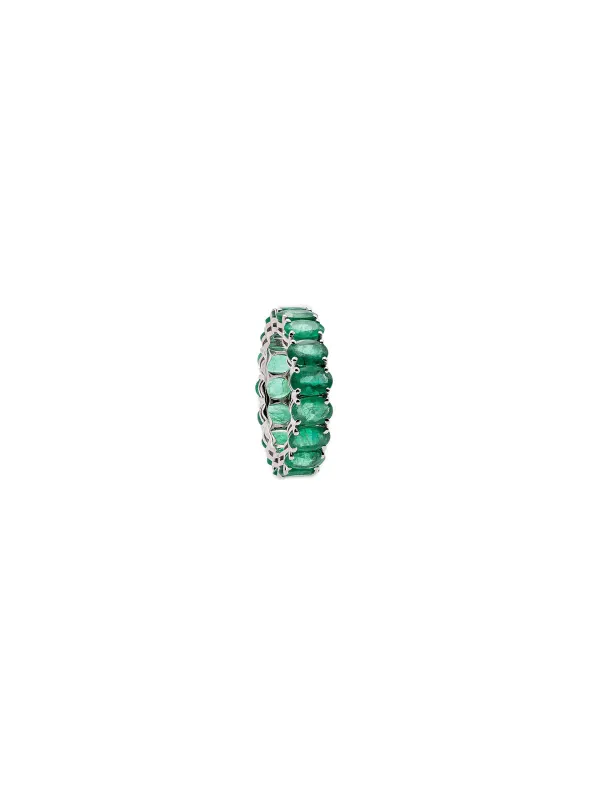 7.00ct Emerald 18K Gold Eternity Band Ring made by Wish Fine Jewelry