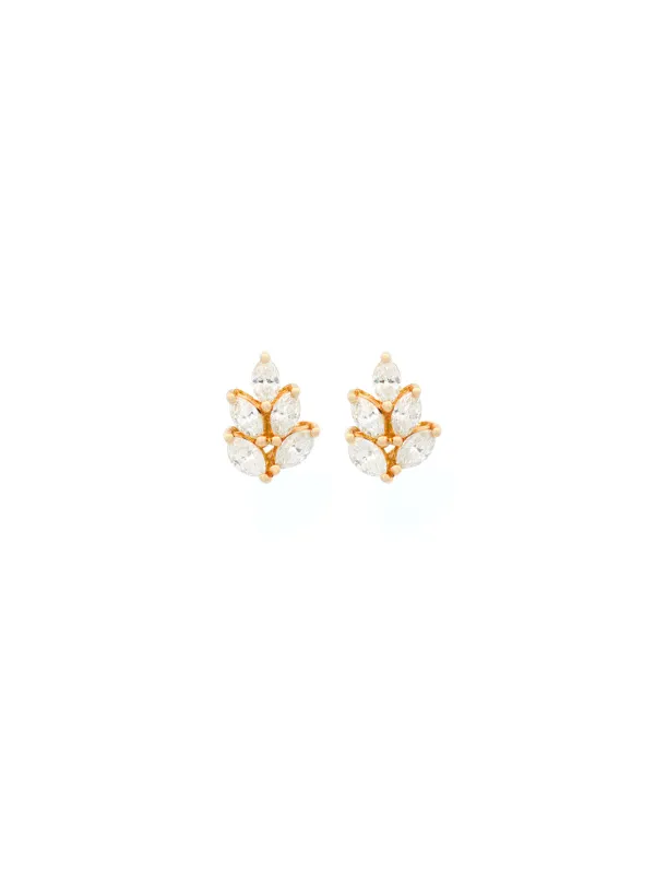 0.42ct Diamond 18K Gold Dainty Leaf Earrings made by Wish Fine Jewelry