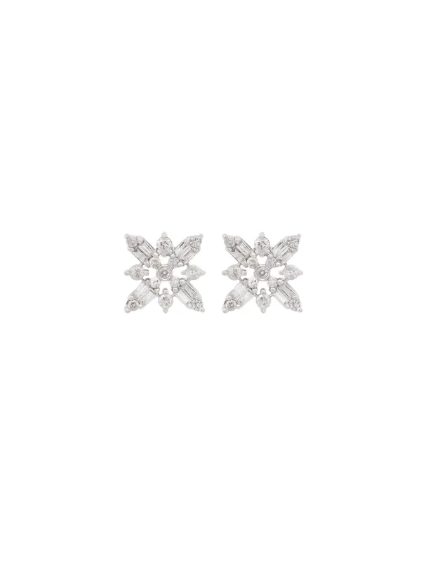 0.62ct Diamond 18K Gold Snowflake Earrings made by Wish Fine Jewelry