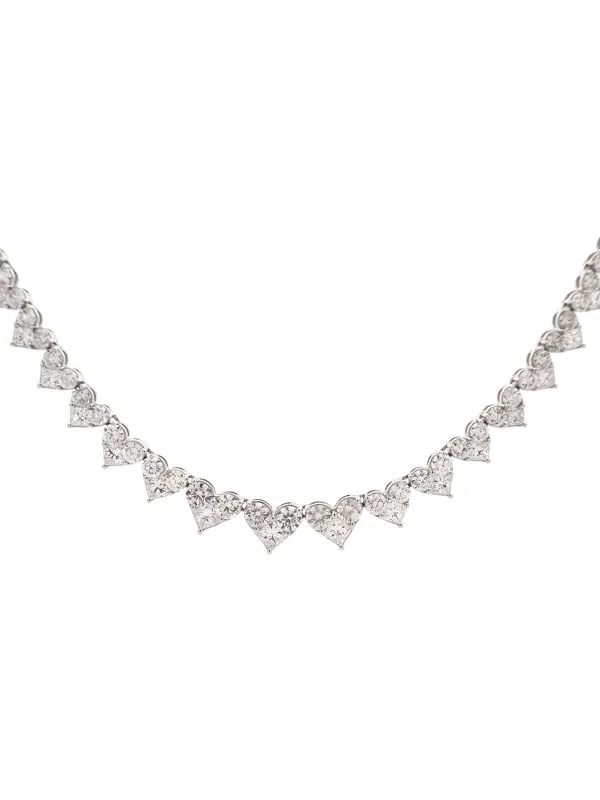 14.64ct Diamond 18K Gold Heart Tennis Necklace made by Wish Fine Jewelry