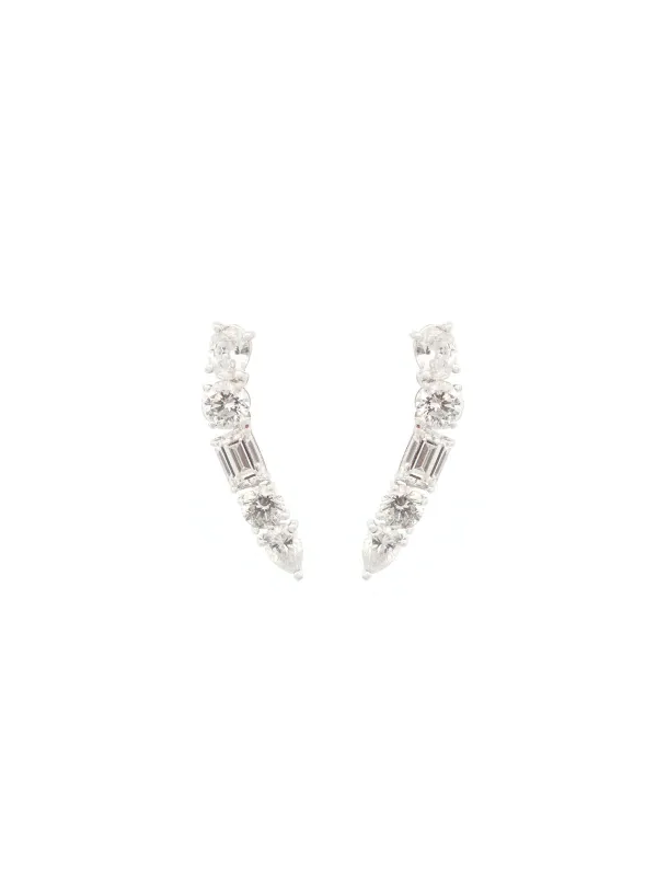 2.66ct Diamond 18K Gold Statement Climber Earrings made by Wish Fine Jewelry