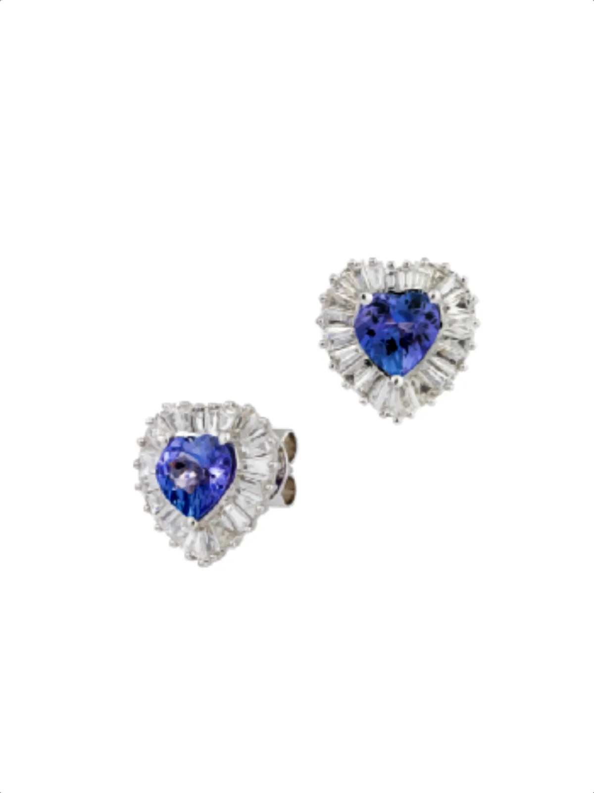 2.93ct Table Cut Diamond Heart Shaped Tanzanite 18K Gold Stud Earrings sold by Wish Fine Jewelry