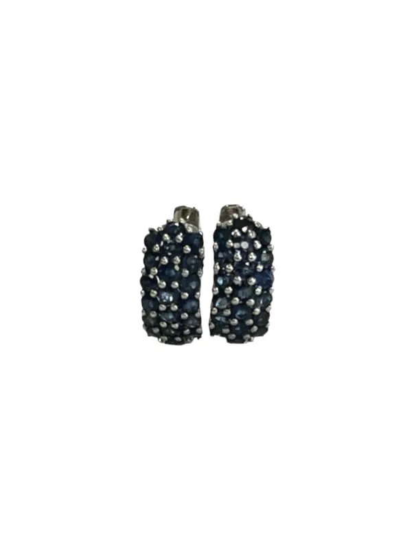 2.0ct Blue Sapphire 18K Gold Hoop Earrings made by Wish Fine Jewelry