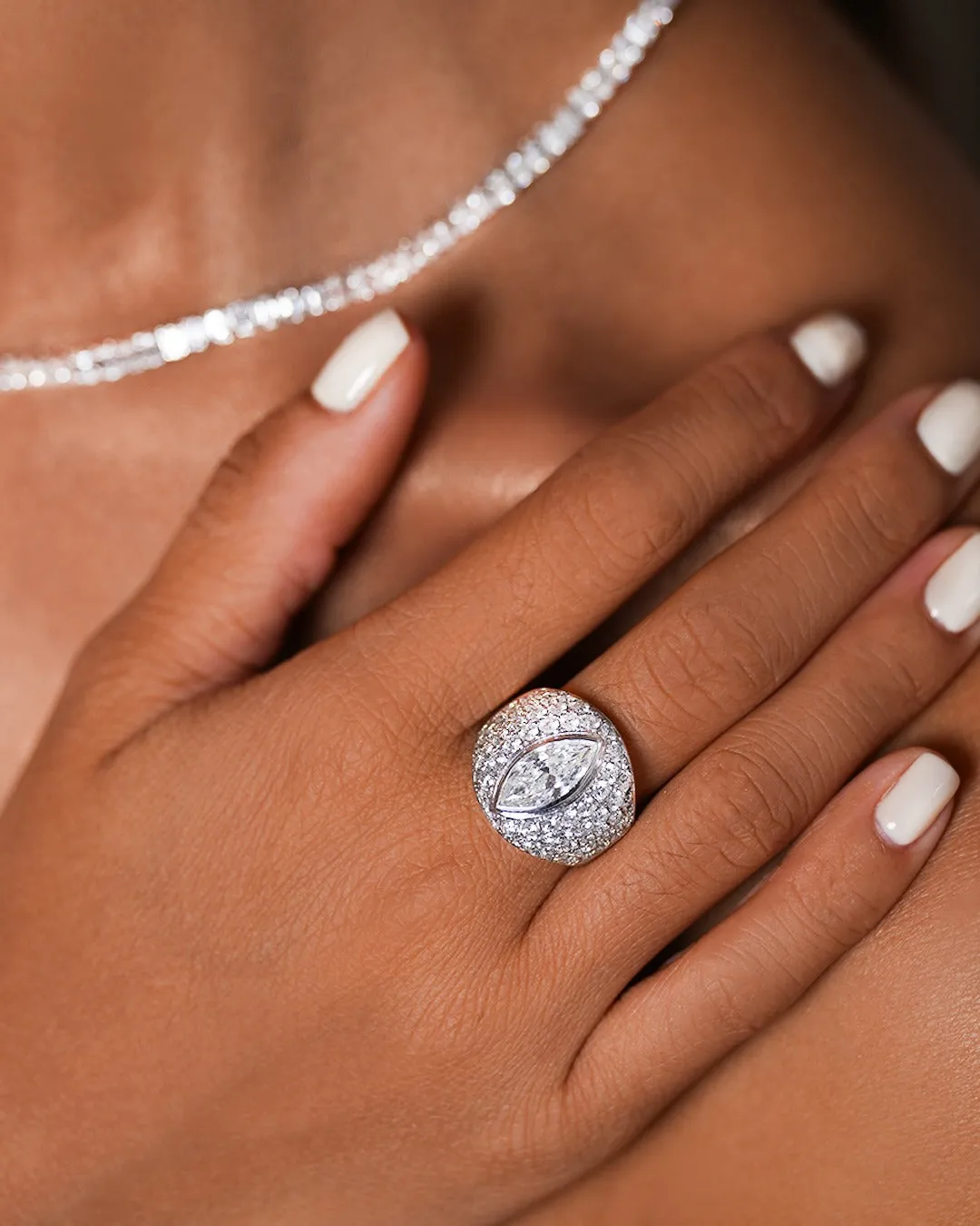 3.33ct Diamond Platinum Statement Cluster Ring sold by Wish Fine Jewelry product image thumbnail 2