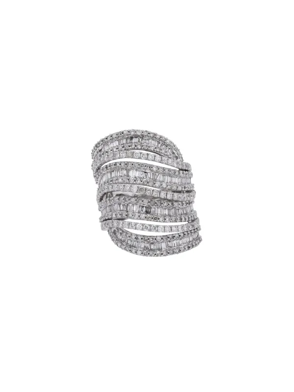 3.0ct Diamond 14K Gold Multi Row Ring made by Wish Fine Jewelry