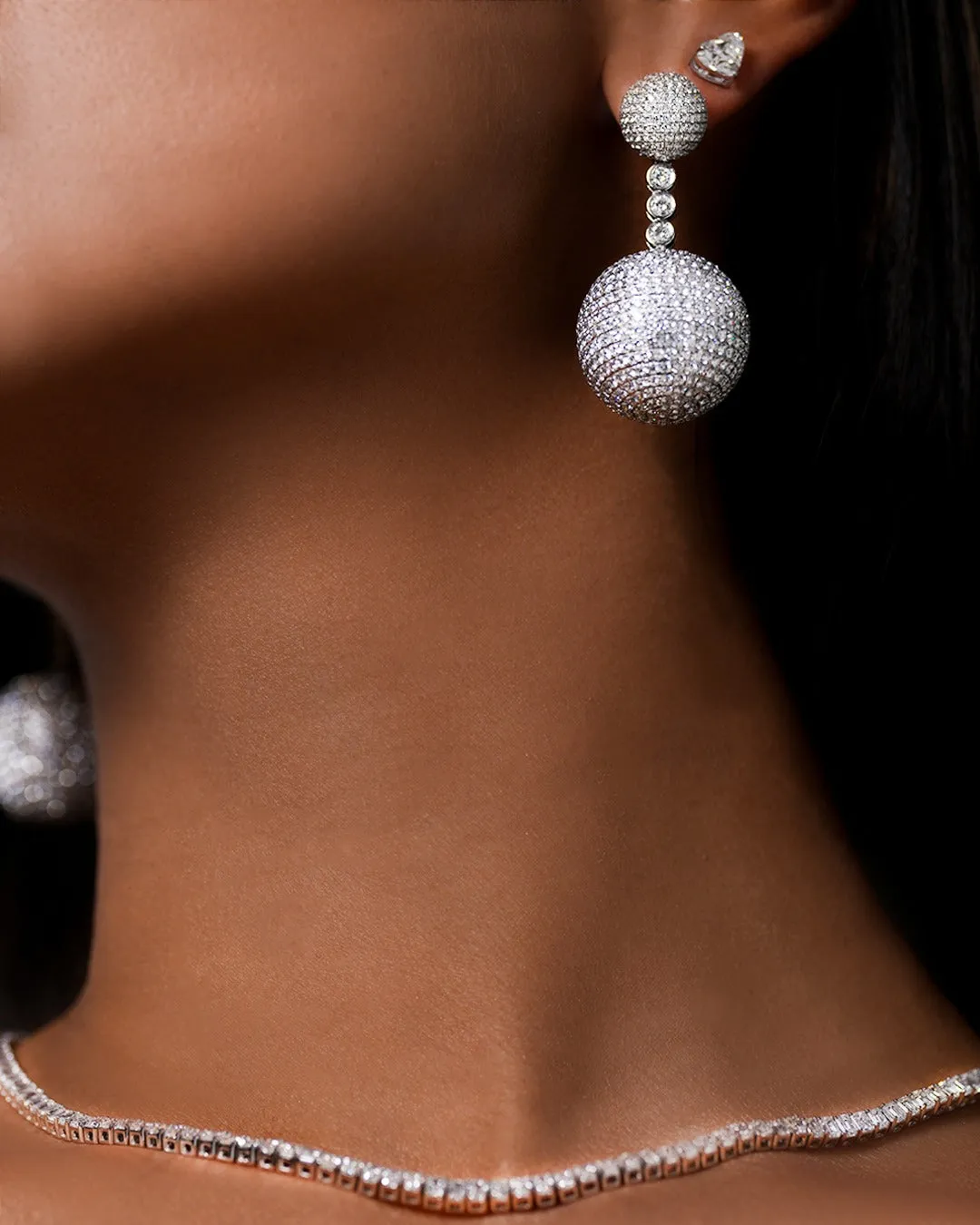 28.68ct Diamond 18K Gold Disco Dangle Drop Earrings sold by Wish Fine Jewelry product image thumbnail 2