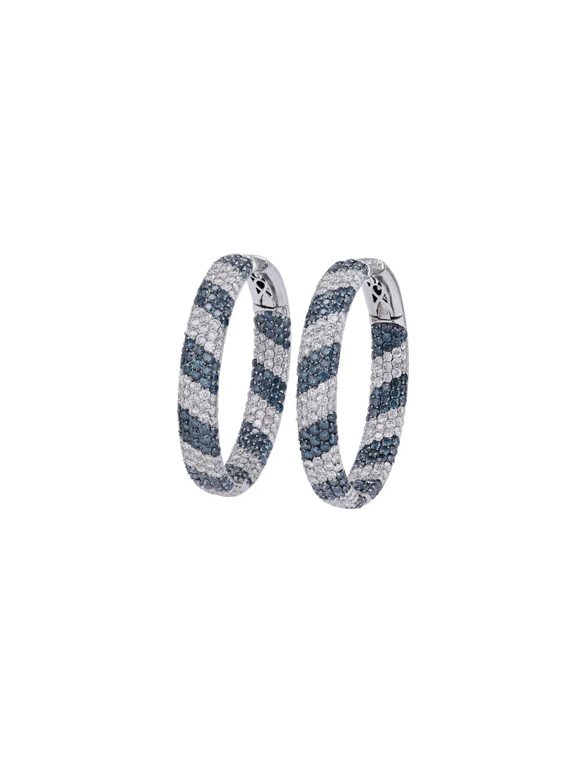 11.20ct White and Blue Diamond 14K Gold Inside Out Hoop Earrings sold by Wish Fine Jewelry