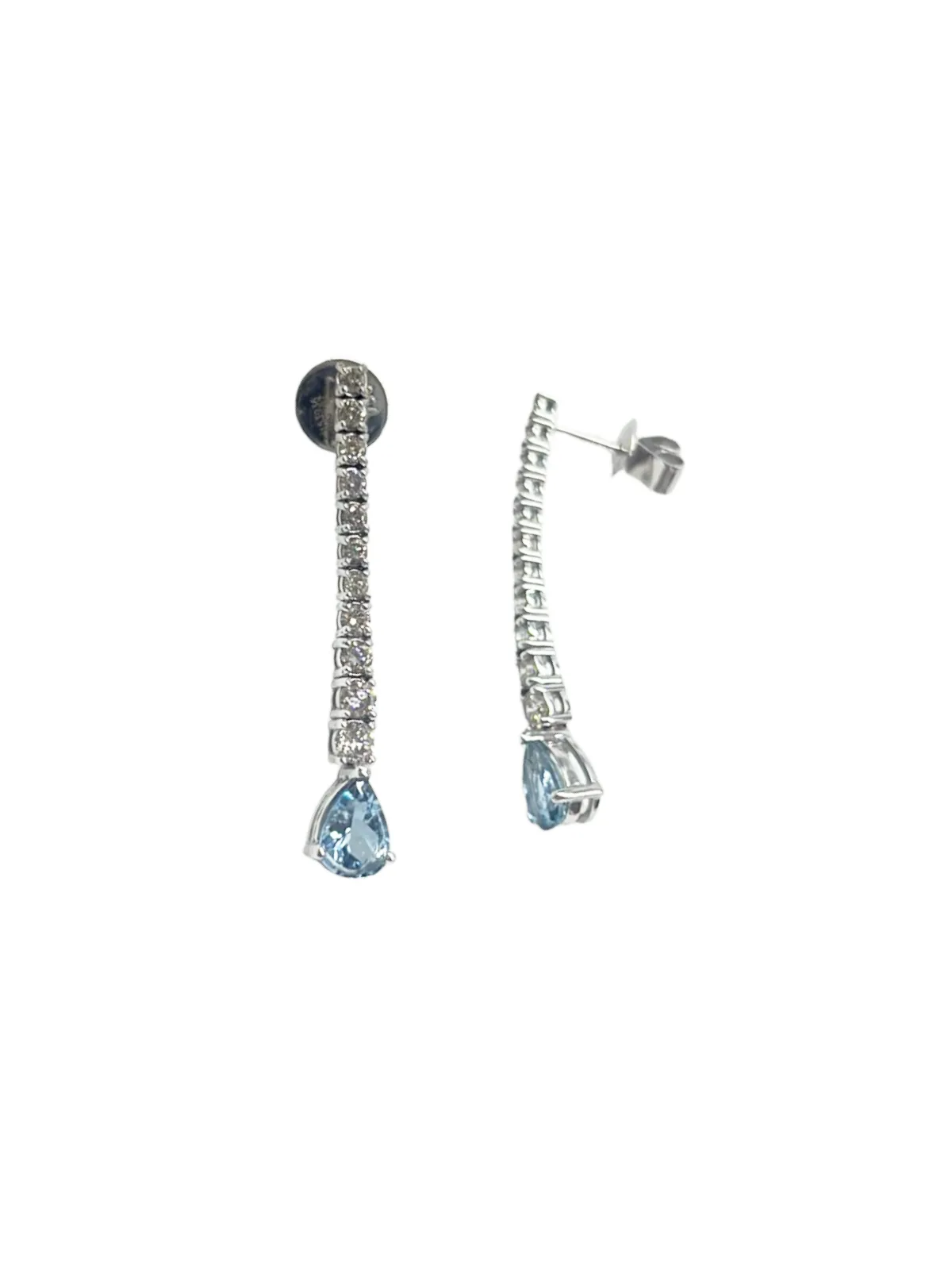 1.0ct Diamond Aquamarine 18K Gold Hoop Dangle Earrings sold by Wish Fine Jewelry
