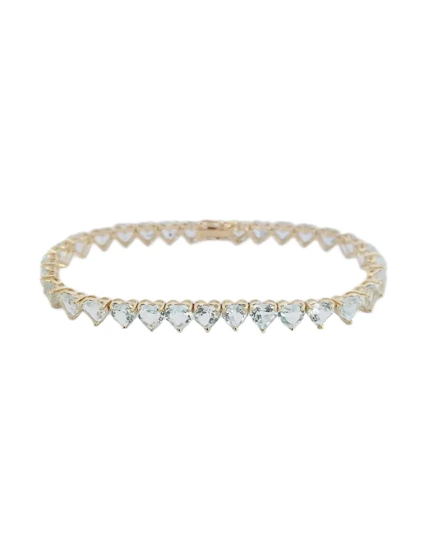 Aquamarine 18K Gold Heart Cut Bracelet made by Wish Fine Jewelry