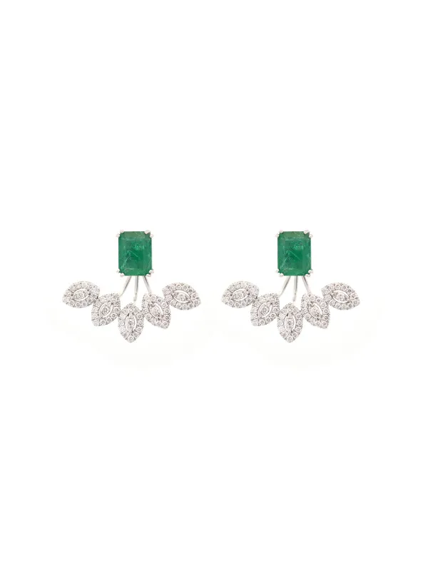 3.66ct Emerald Diamond 18K Gold Day & Night Earrings made by Wish Fine Jewelry