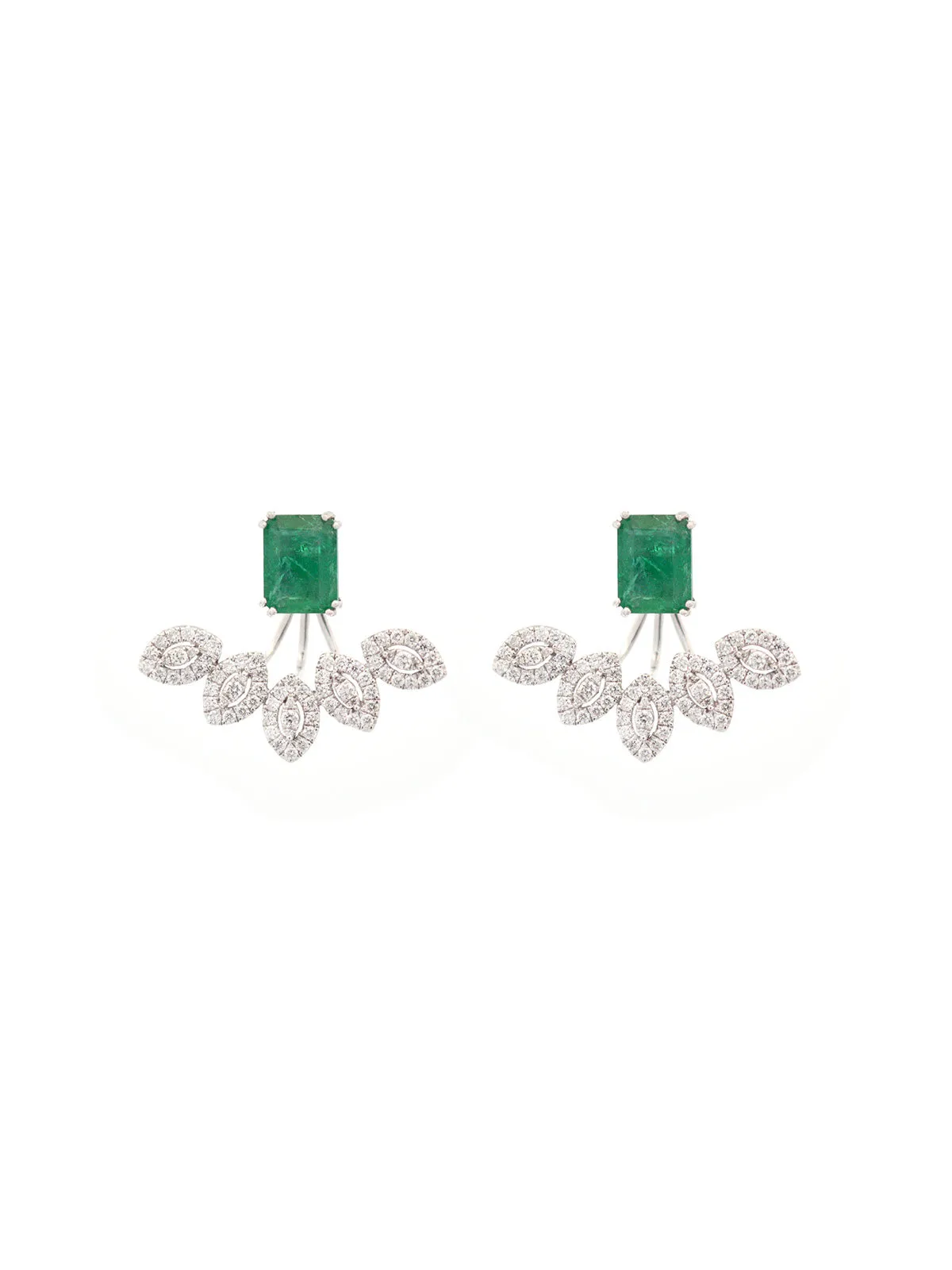 3.66ct Emerald Diamond 18K Gold Day & Night Earrings sold by Wish Fine Jewelry