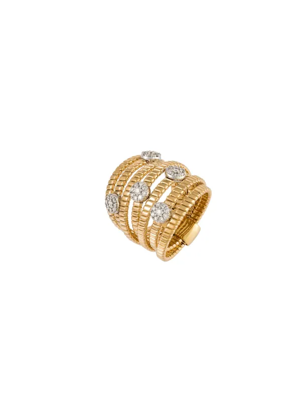 0.54ct Diamond 18K Gold Multi Row Ring made by Wish Fine Jewelry